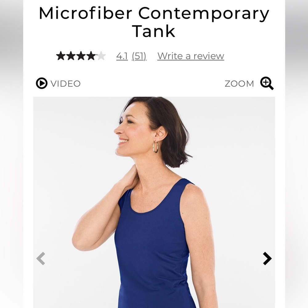 Chico’s Mysterious Blue Microfiber Contemporary Tank - Medium (Chico’s 1) - NWT